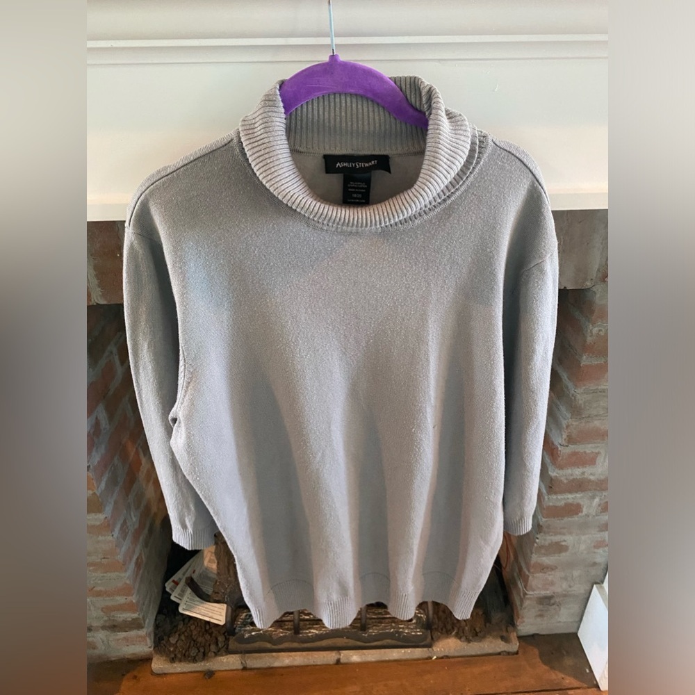 Ashley Stewart Plus Size Grey Turtleneck Quiet Luxury Sweater 18/20 Stap…